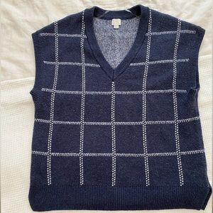 A New Day | Blue and white plaid v-neck sweater vest | L